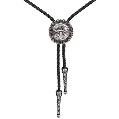 Bull Head Decor Round Bolo Tie - Image 5