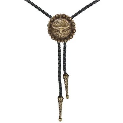 Bull Head Decor Round Bolo Tie