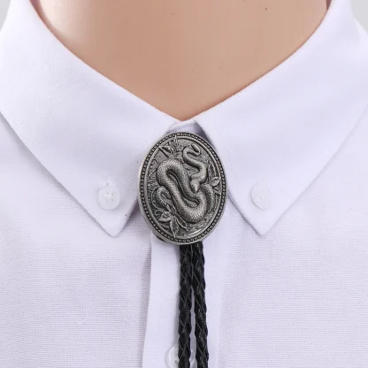 Oval Shaped Snake Embossed Western Tie - Image 5