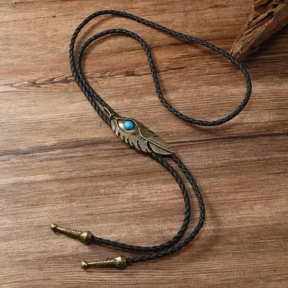 Feather Shape Pendant Western Tie - Image 3