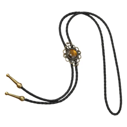 Round Elegant Bolo Tie with Spike Trim - Image 10