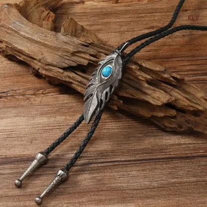 Feather Shape Pendant Western Tie