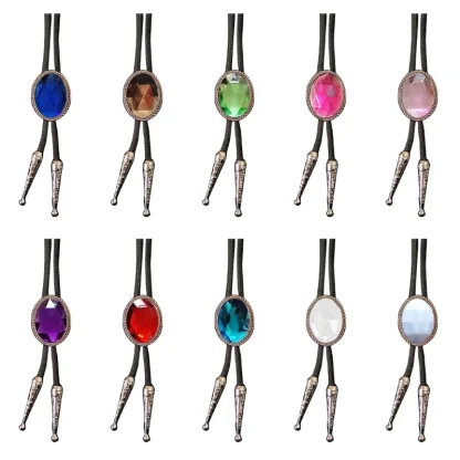 Gemstone-like Oval Shaped Bolo Tie - Image 2