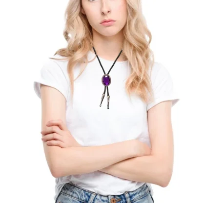 Gemstone-like Oval Shaped Bolo Tie