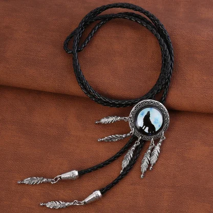 Wolf Bolo Tie with Dream Catcher Pendant - Image 7