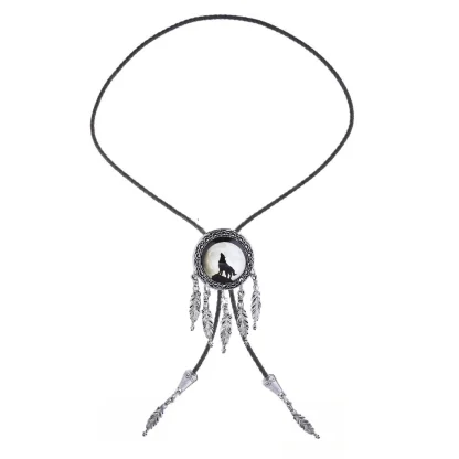 Wolf Bolo Tie with Dream Catcher Pendant - Image 13