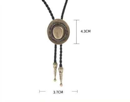 Western Tie with Retro Cowboy Hat Pendant - Image 4