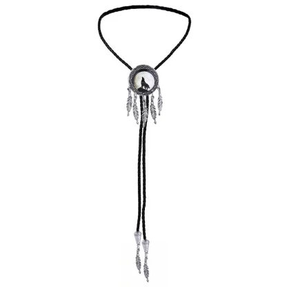 Wolf Bolo Tie with Dream Catcher Pendant - Image 14