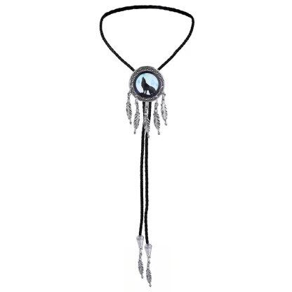 Wolf Bolo Tie with Dream Catcher Pendant - Image 9