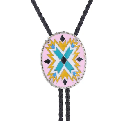 Oval Shaped Bolo Tie with Tribal Pattern - Image 10