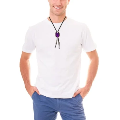 Gemstone-like Oval Shaped Bolo Tie - Image 8