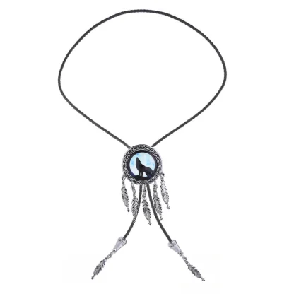 Wolf Bolo Tie with Dream Catcher Pendant - Image 8