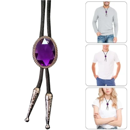 Gemstone-like Oval Shaped Bolo Tie - Image 3