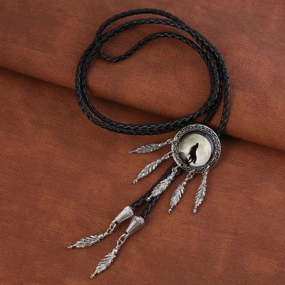 Wolf Bolo Tie with Dream Catcher Pendant - Image 12