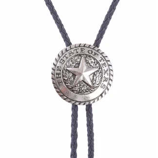 Round Western Tie with Embossed Star Design