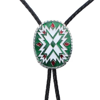 Oval Shaped Bolo Tie with Tribal Pattern - Image 8